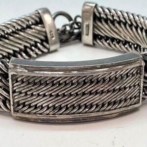 Vintage Lois Hill 925 Unique Wide Link Chain Maille Toggle Bracelet 71.0g